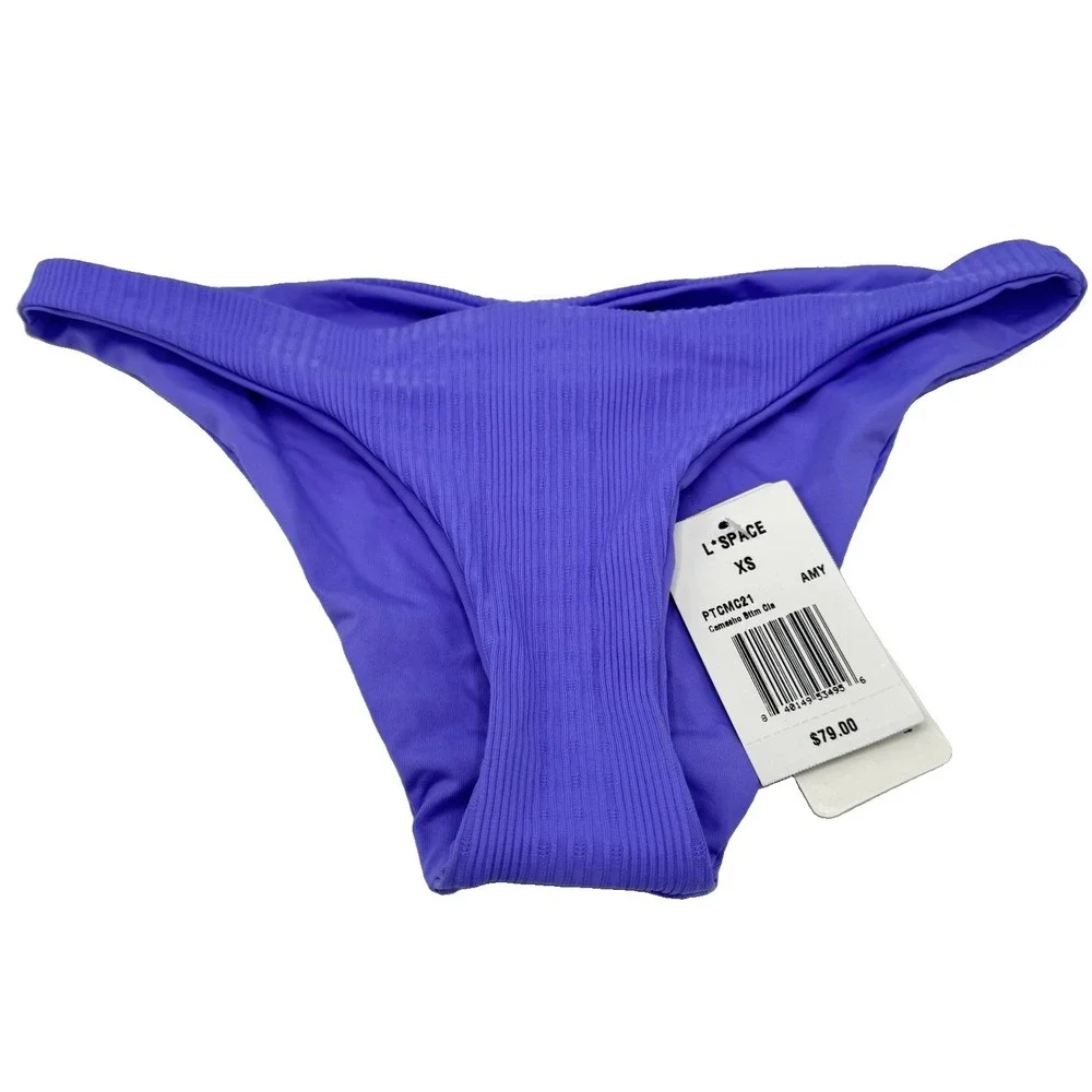 L*Space Camacho Classic Bikini Bottom XS Amethyst Ribbed Lavender NWT PTCMC21